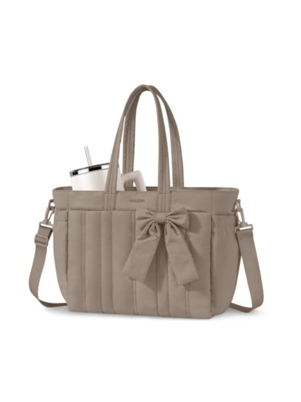 Large Capacity Tote Bag with Laptop Compartment Puffy Quilted Water-Resistant